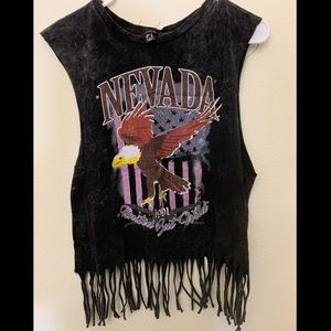 Atmosphere Acid Wash Nevada Fringe Bottom Tank Top